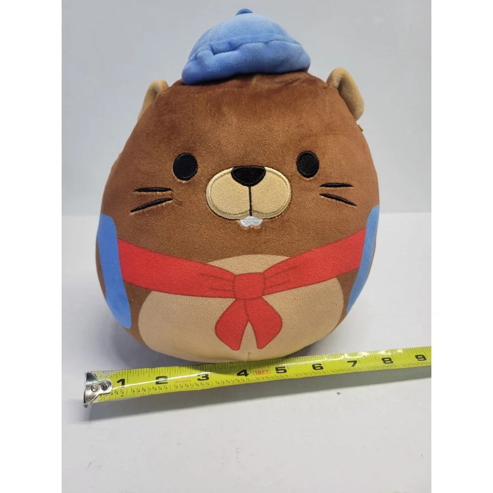 Squishmallows Chip the Beaver 8 Inch Explorer Plush Brown‎ Blue Beret Backpack